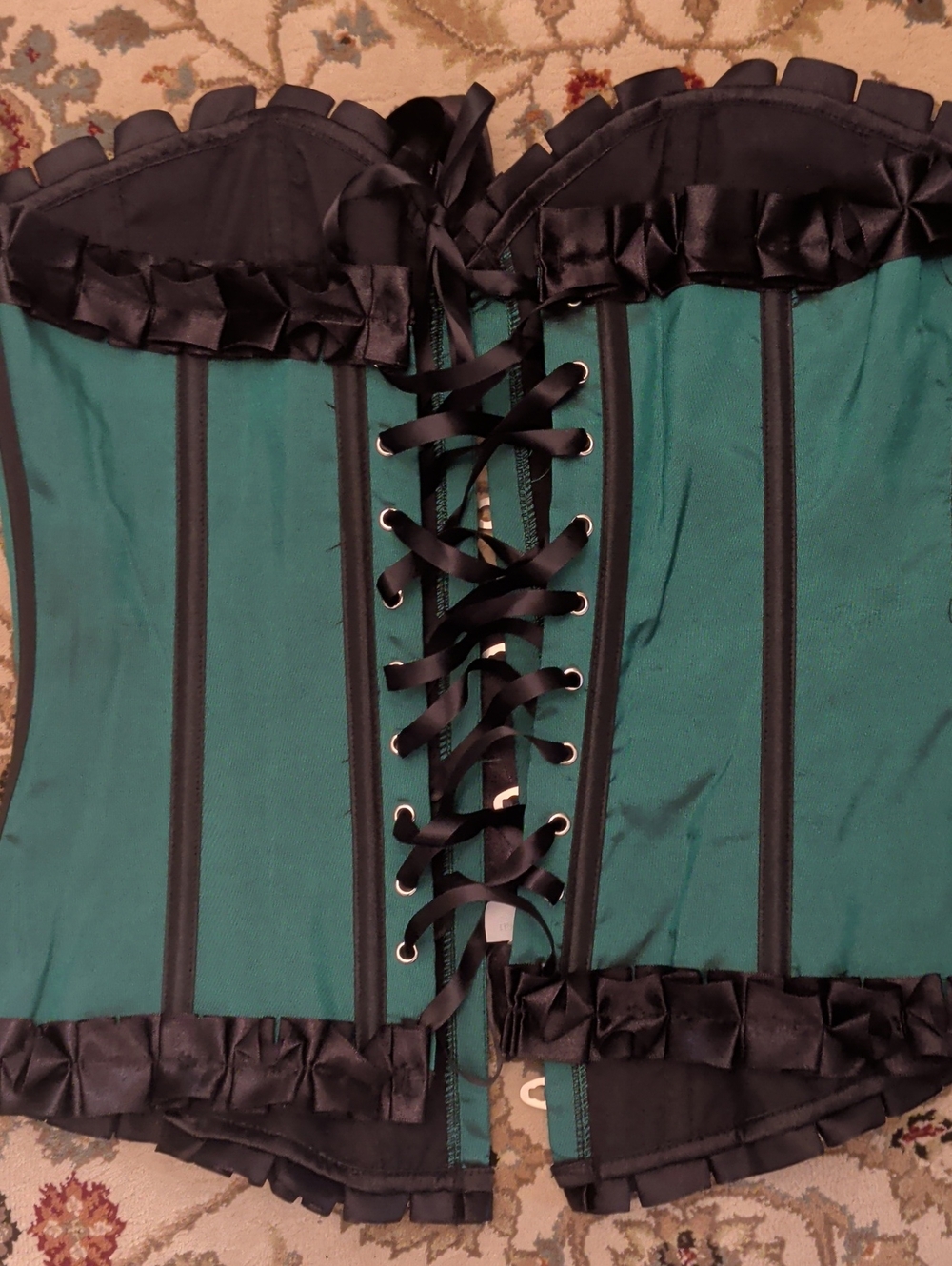 Velvet Kitten Green & Black Corset Top